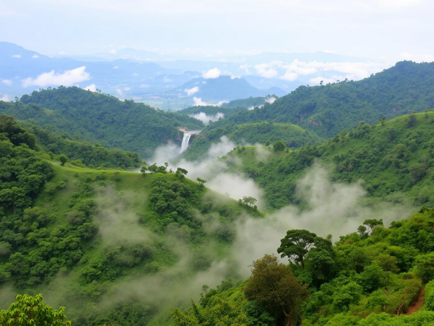 Green hills and valleys surrounding EMRS Ananthagiri in Andhra Pradesh
